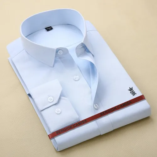 Sergio K Camisa, рубашка без карманов, мужская, basical, одноцветная, Мужская одежда, рубашки, качественная, приталенная, с длинным рукавом, без рубашки для мужчин, Dudalina - Цвет: SK-1PM-1030blue