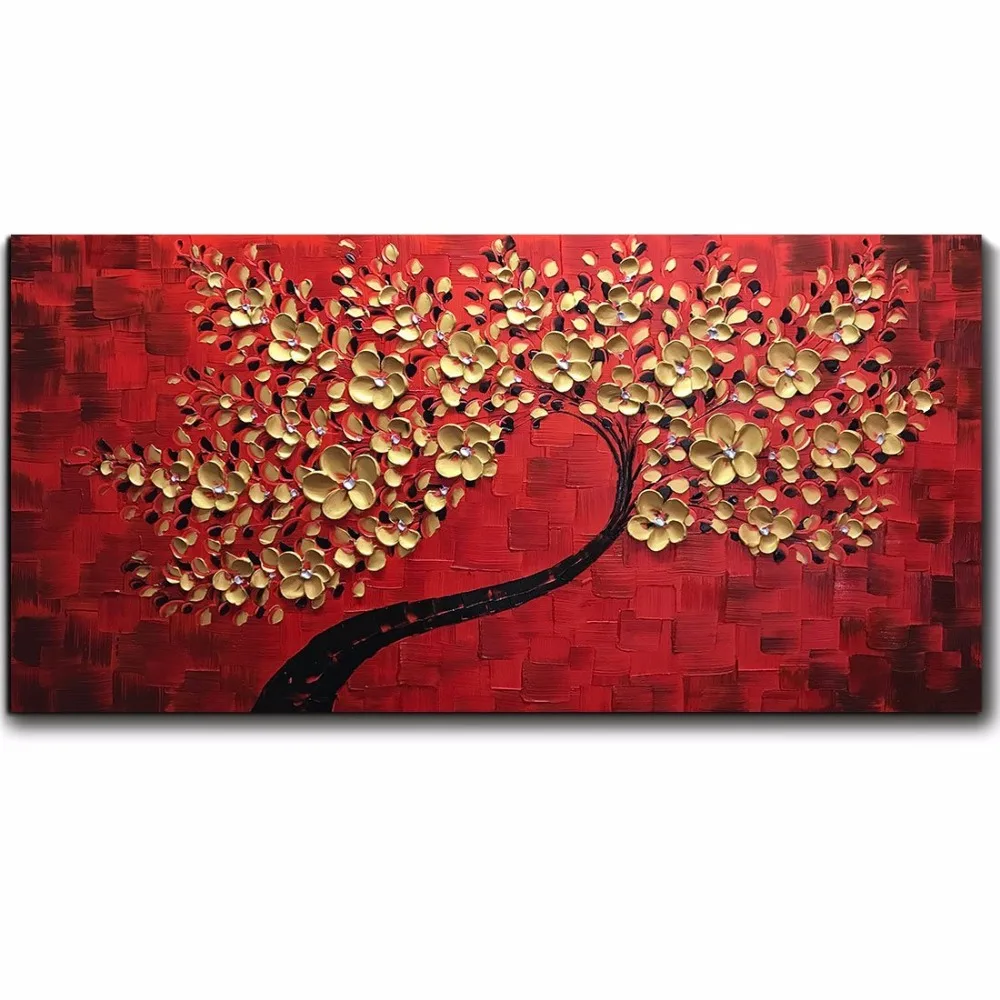 Hand-painted Modern Oil Painting on Canvas Palette knife Colorful 3D Flowers Paintings House living room Decor Wall Art Picture | Дом и сад