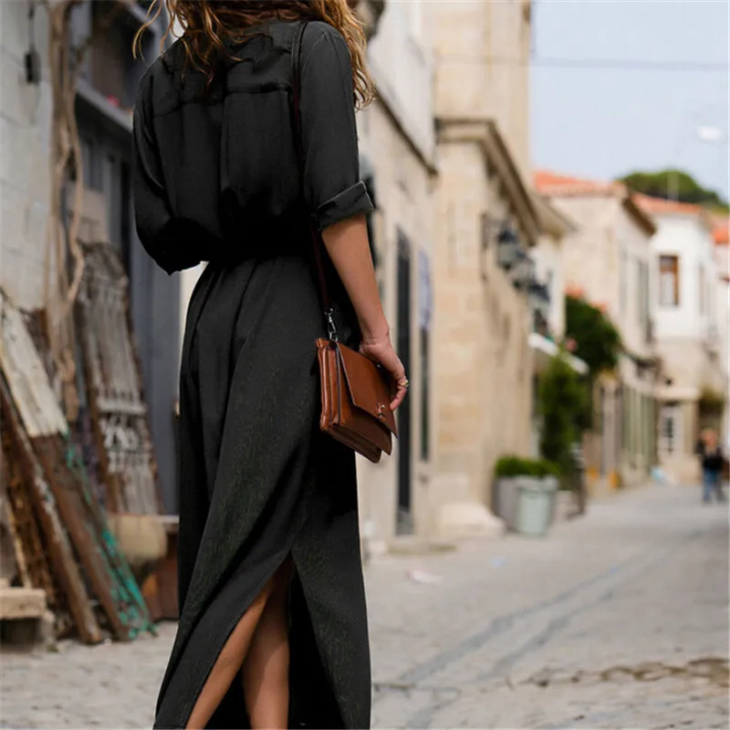 Boho Lange Maxi Kleid Abend вечерние платья Sommer/Herbst hhulse Strand Urlaub Einfarbig beilyaufige Elegante Kleider vestidos |