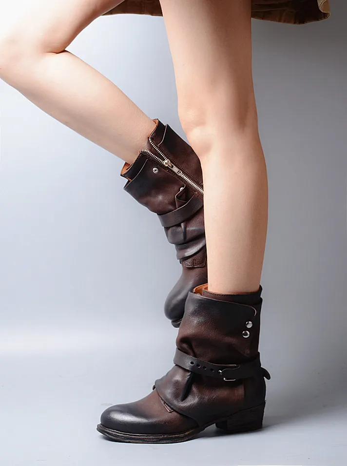 Zobairou/Botas Mujer армейские мотоциклетные ковбойские ботинки в западном стиле женские
