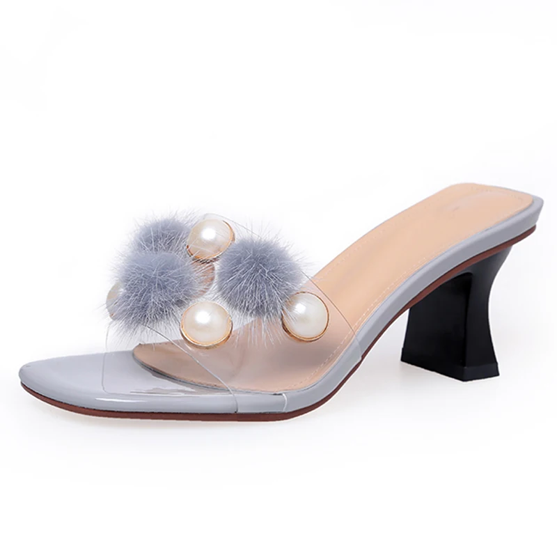 HEE GRAND/летние шлепанцы с кристаллами на высоком каблуке обувь платформе женские