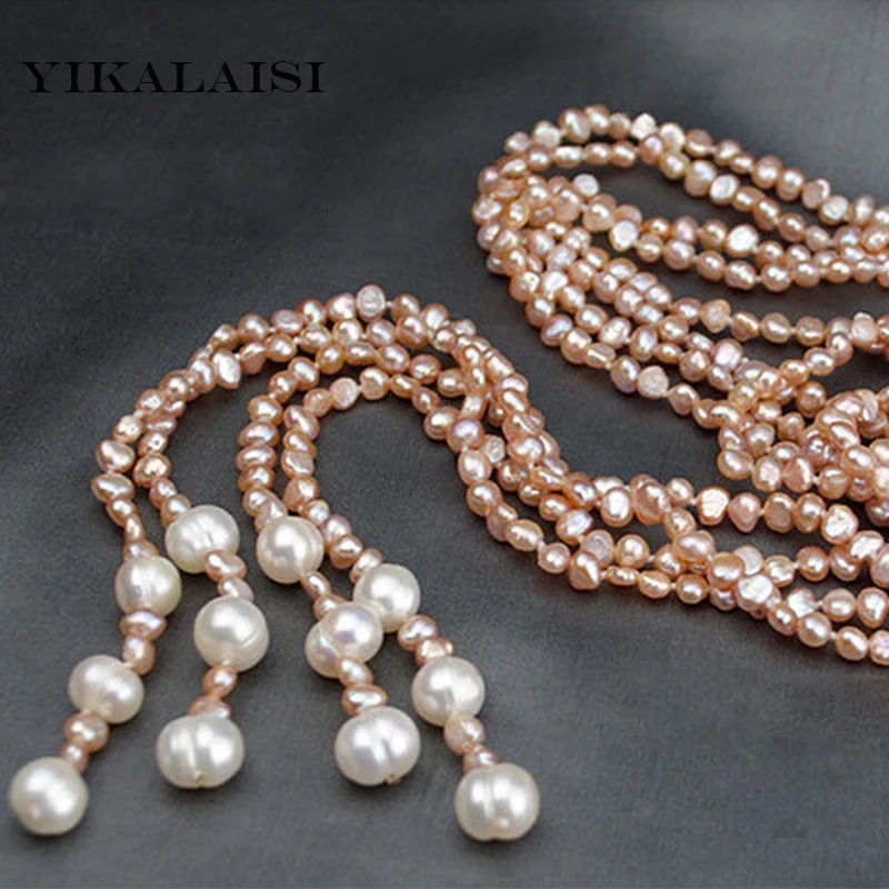 YIKALAISI длинное многослойное жемчужное ожерелье пресноводная Жемчужина барокко