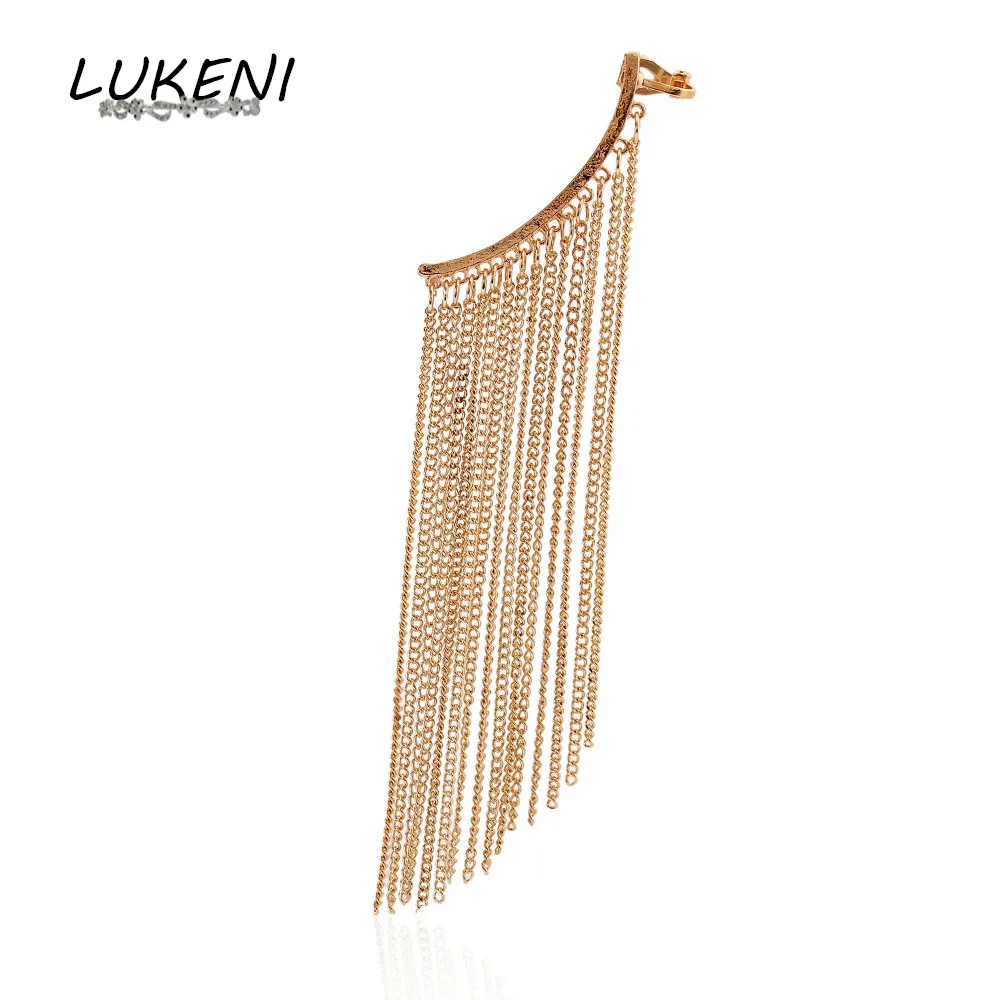 

LUKENI Free Shipping 5pcs/Lot New Fashion Jewelry Punk Tassel Ear Cuff Clip Earrings without Piercing Earrings For Women CE007