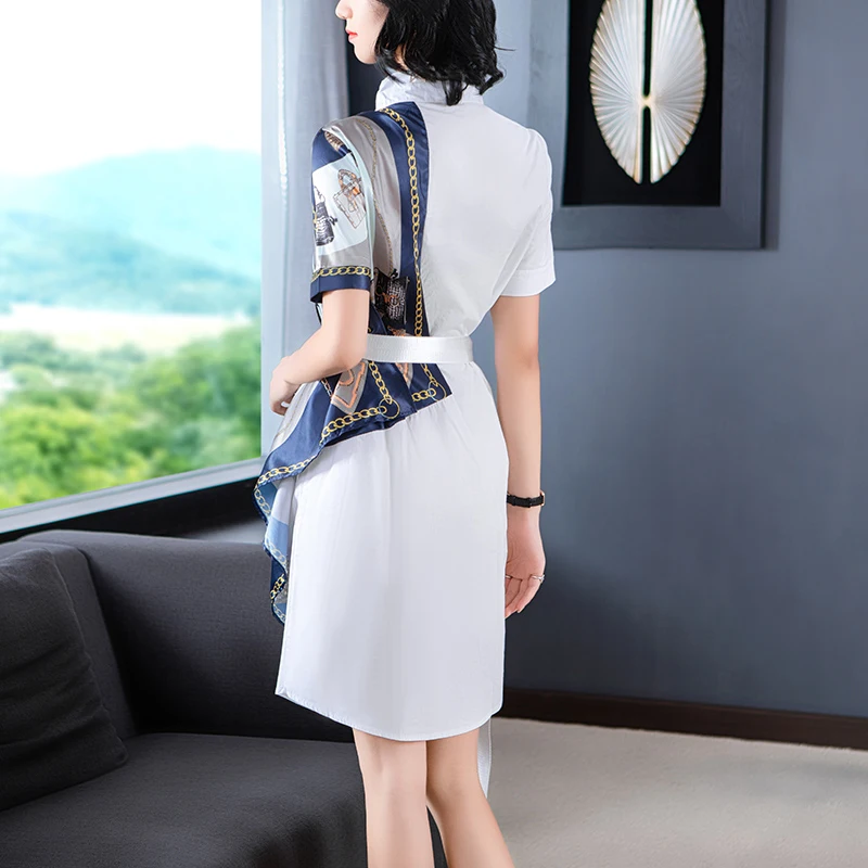 Женское белое платье-футболка с поясом 2019 летняя мода облегающее платье-туника