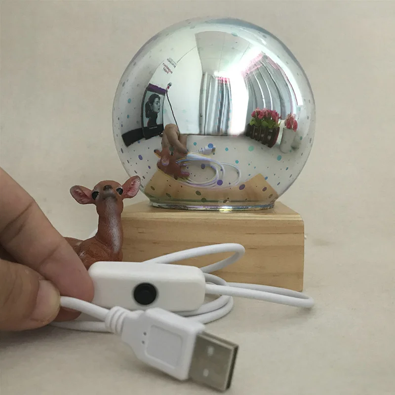 Цветная 3D лампа из цельного дерева с волшебным шариком usb источник питания