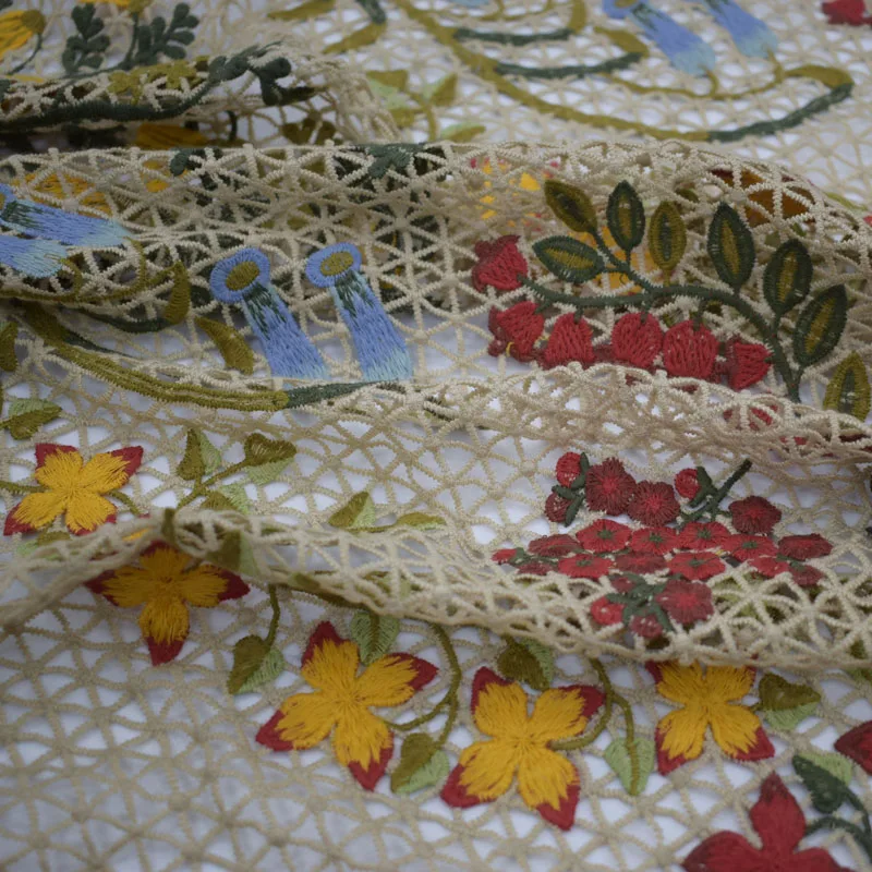 

Lily Of The Valley Water Soluble Embroidered Lace Fabric For Dress Shirt Bazin Riche Vestidos Telas Por Metro Tissu Africain DIY