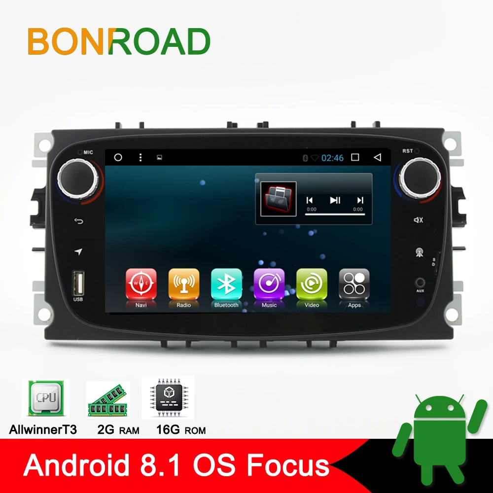Автомобильный мультимедийный плеер Bonroad 7 дюймов на Android 8.1.0 для FORD/Mondeo/S MAX/Galaxy/FOCUS