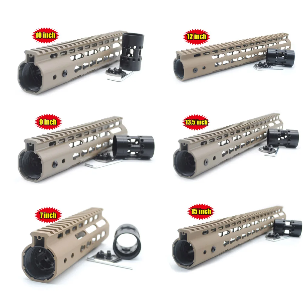 

Hunting Accessories AR15 Tan Printed 7'' 9'' 10'' 12'' 13.5'' 15'' Inch Free Float Keymod Handguard Rail Mount System
