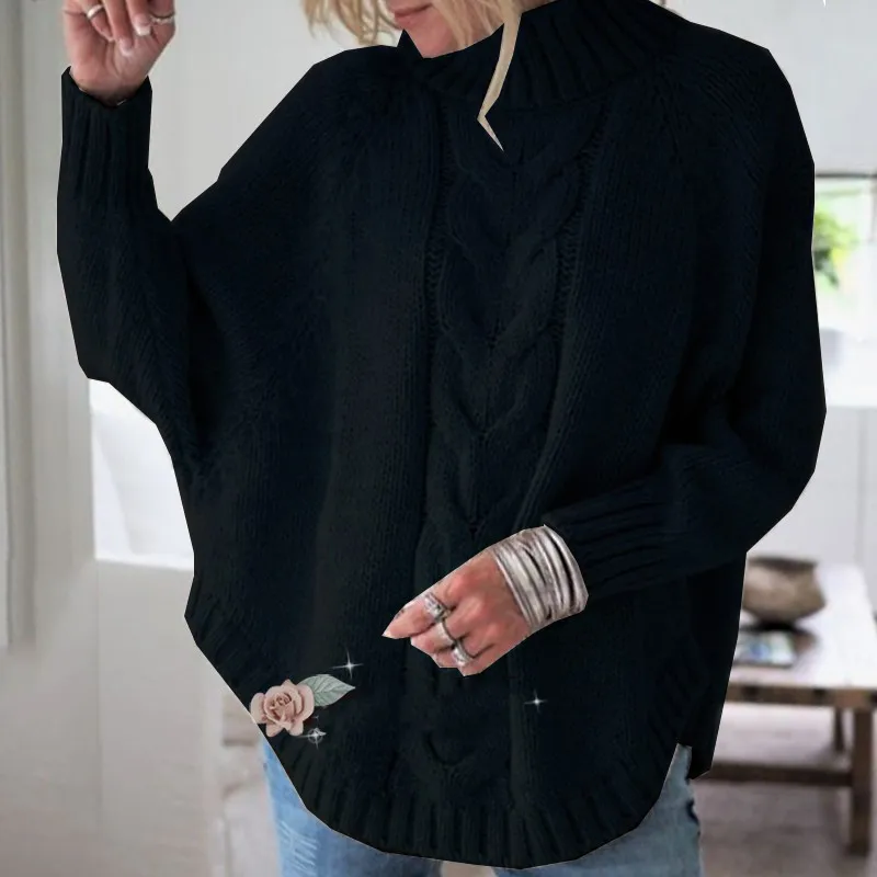 2019 half a turtle neck relaxed leisure bat sleeve knit sweater dress | Женская одежда