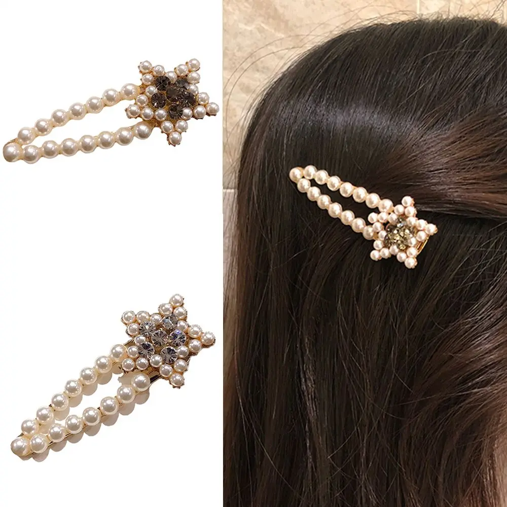 Заколки для волос с жемчугом и пентагоном Винтажные заколки кристаллами