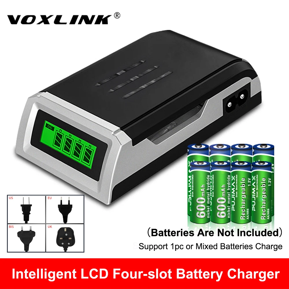 ЖК дисплей VOXLINK LCD 002 с 4 слотами умное зарядное устройство для аккумуляторов AA/AAA