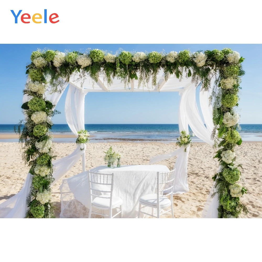Yeele Свадебный Фотофон с цветами и рамкой занавес для морской пляжной фотосъемки
