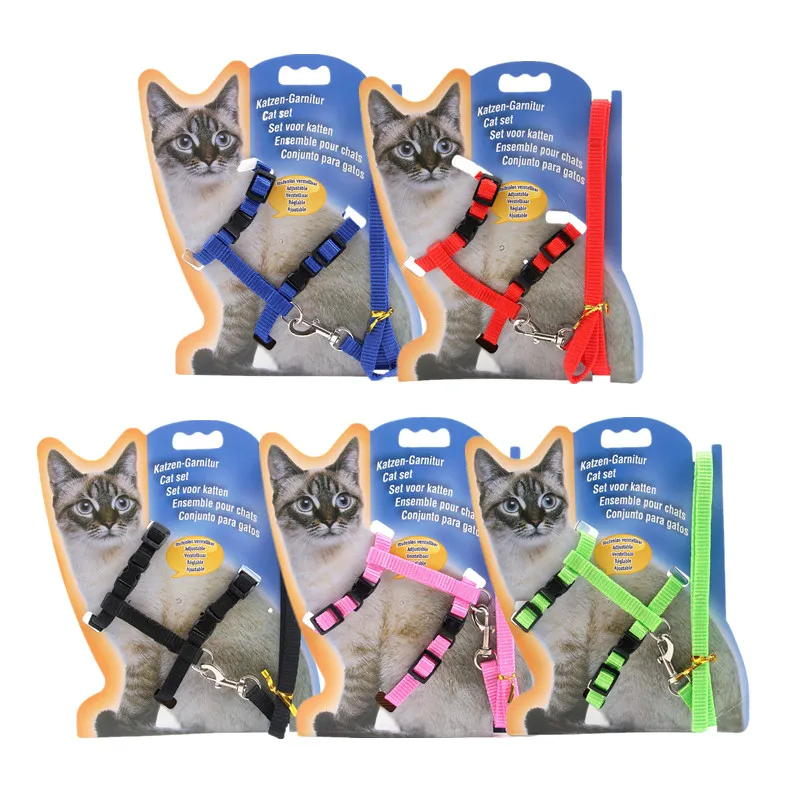 Поводок для прогулок и кошек Нейлоновый Регулируемый со свинцом щенков котят