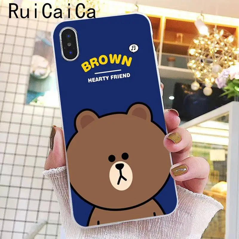 A10 Ruicaica Line Friends коричневый Медведь Мягкий чехол для телефона iPhone 8 7 6 6S Plus X XS MAX 5 5S SE XR 10 Чехол - Цвет: A10