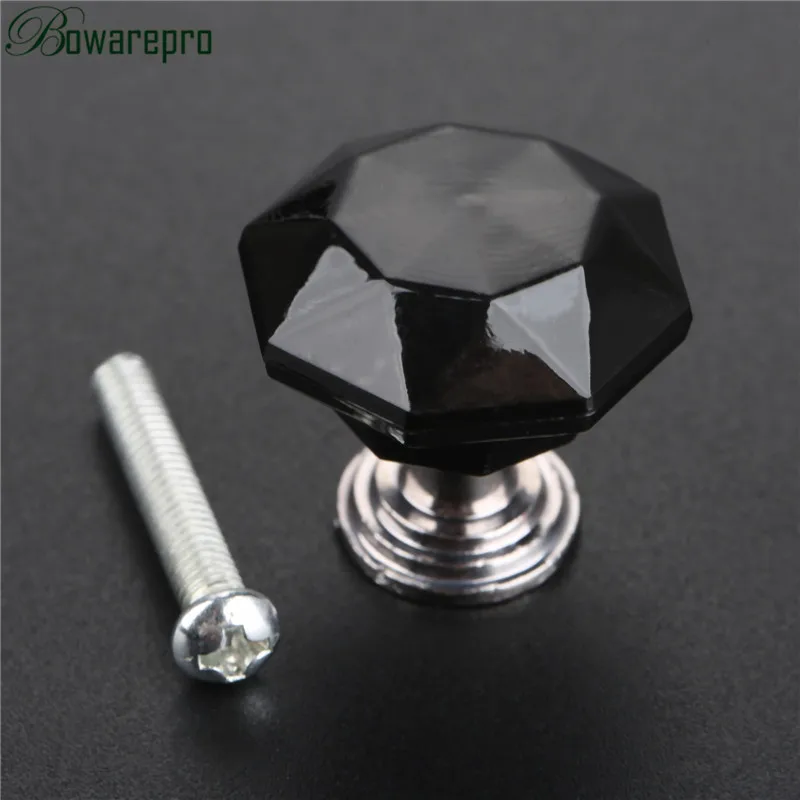 Black Knob Bowarepro 24 мм хрустальные коробки для драгоценностей ручка Алмазная ручка ручки для ящика ручки для макияжа ручка для мини шкафа орнамент коробка ручка 1 шт - Цвет: Black Knob