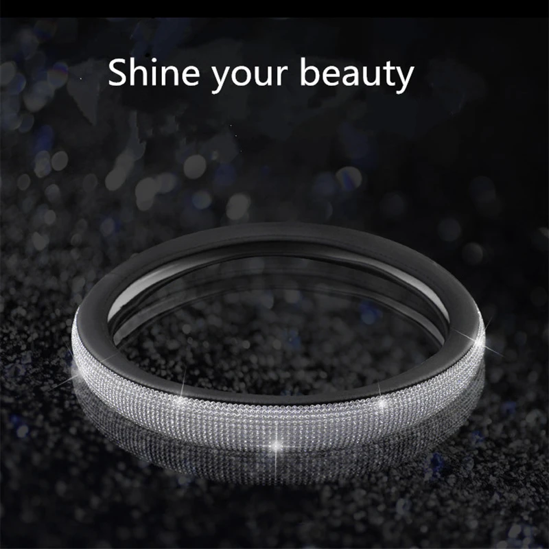Bling Diamond Crystal Чехлы рулевого колеса автомобиля Стразы Кожа Авто Рулевое колесо покрытие автомобиля аксессуары для интерьера