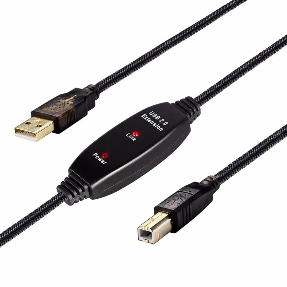 Кабель сканера принтера USB 2,0, высокоскоростной позолоченный нейлоновый Плетеный usb type A Male to B Male