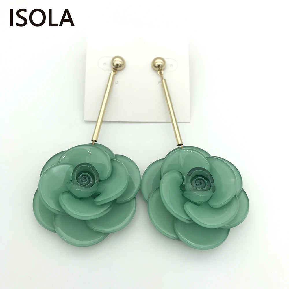 Красочные Акриловые Висячие на медной трубке висячие серьги ISOLA подарок для