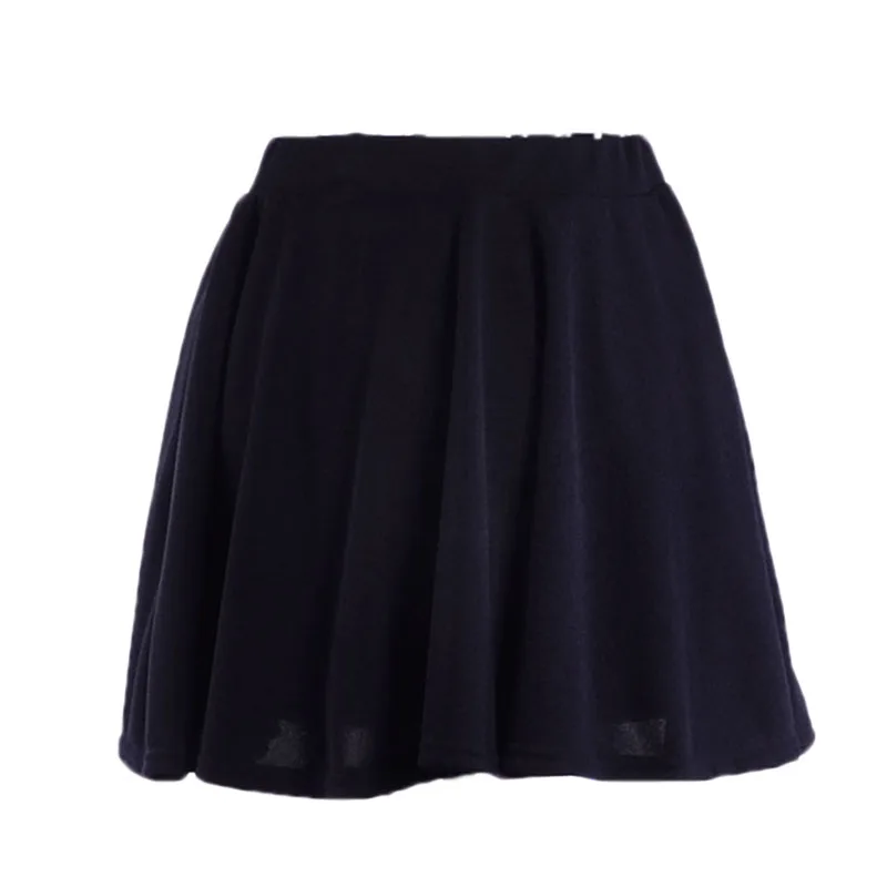 navy blue Летняя женская мини-юбка эластичная Базовая эластичная школьная трапециевидная Повседневная расклешенная женская элегантная юбка Зимняя одежда для девочек - Цвет: navy blue