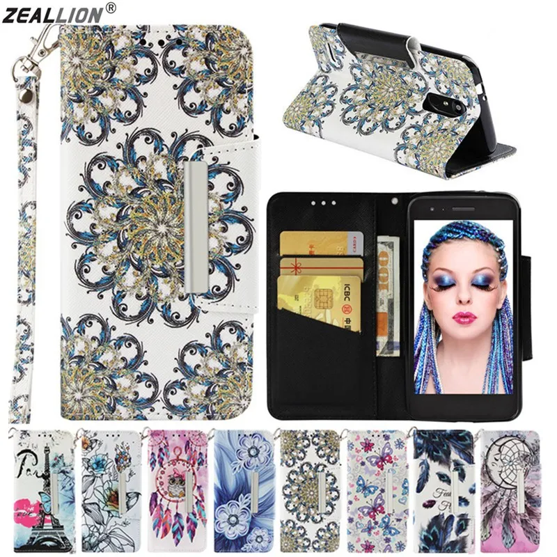 ZEALLION для LG K8 K10 2018 Stylo 4 G7 окрашенный узор кожаный чехол с отделениями карт откидной