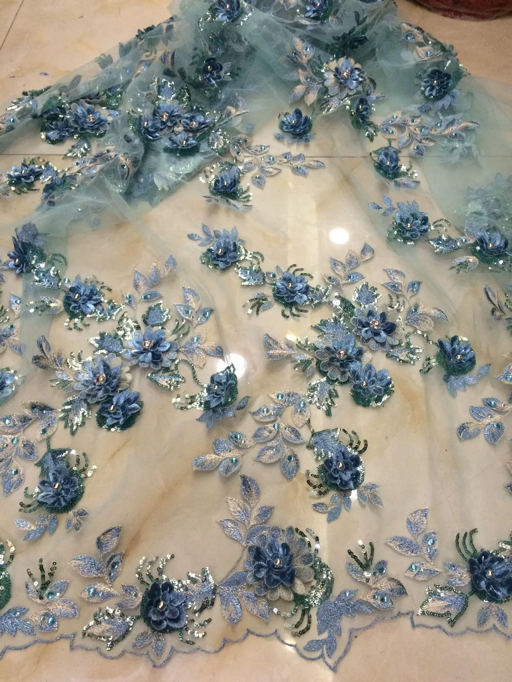 Новейшая 3d Цветочная африканская Тюлевая кружевная ткань красивая с камнями