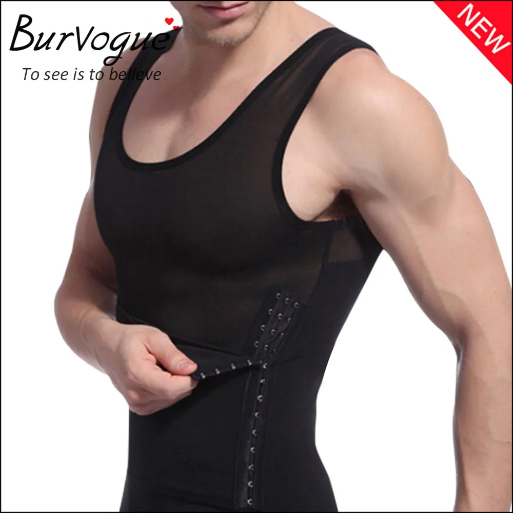 Burvogue Для мужчин для похудения Body Shaper жилет для талии Cincher для живота Управление для похудения живота Формирователь тонкое нижнее белье корсет Корректирующее белье - Цвет: Black