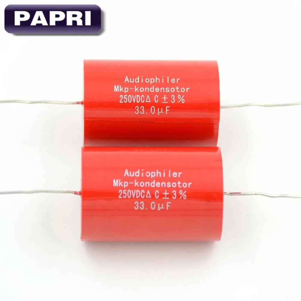 PAPRI 2 шт. 33 мкФ 250VDC DIY HIFI аудио класса Audiophiler Axial MKP конденсатор для гитарного