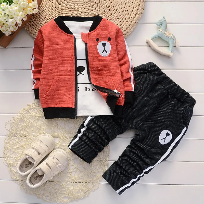 

Boys 2019 new cartoon long-sleeved spring and autumn three-piece suit 1-4 years old fashion comfortable children's clothing