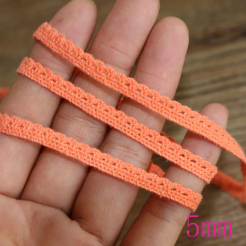 5MM Orange20YARD 1 см 20 ярдов хлопчатобумажная пряжа вязание кружевные аксессуары Кружевной Край DIY Ручная работа одежда, скатерть, диван, ткань занавески материал - Цвет: 5MM Orange20YARD