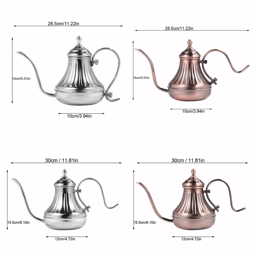 Капельный чайник для кофе с гусиной шеей и плита из нержавеющей стали 450/650