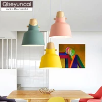 qiseyuncai nordic single head restaurant chandelier creative simple solid wood art bar desk study bedroom cafe lighting
