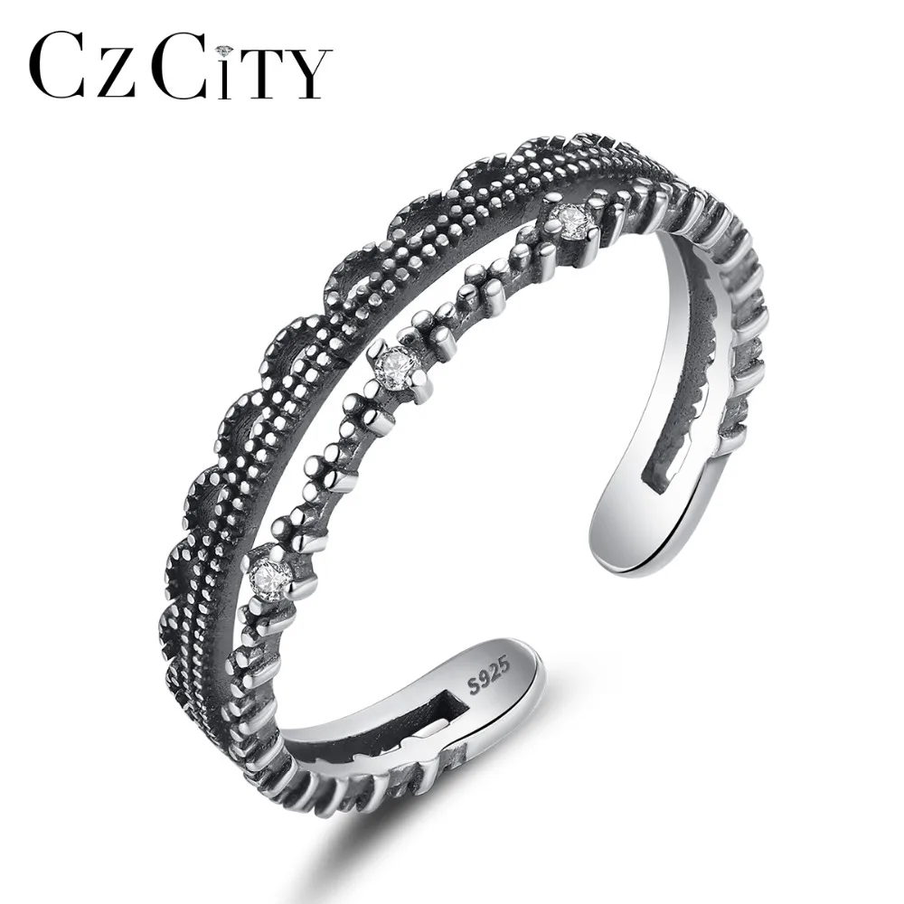 CZCITY Винтаж серебряные кольца для Для женщин Прямая продажа с фабрики 925 пробы