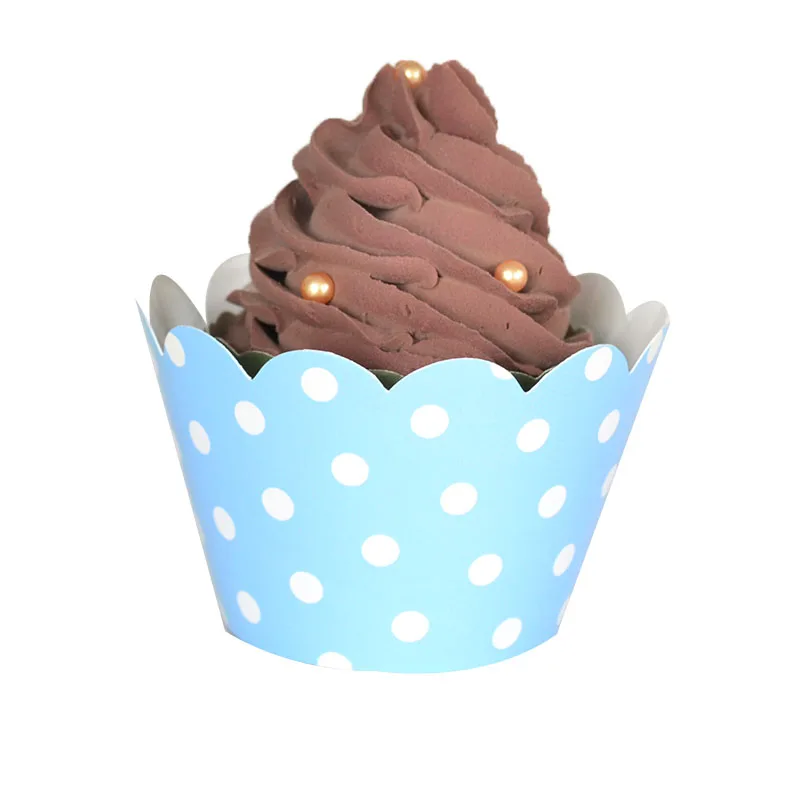 

colorful paper and white small circle points laser cut and print cupcake wrappers
