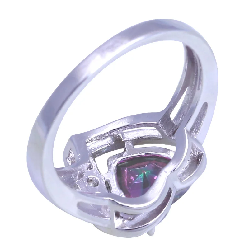 ROLILASON Weeding gift Heart desgin ring for women multicolor zircon white crystal silver color Rings USA size #6#7#8#9#10 OR916 | Украшения