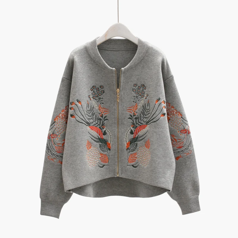 Кардиган хан издание вышитые пальто 2017 одежда на осень свободные молнии