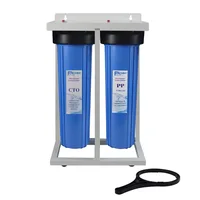 2-Stage Whole House Water Filtration System 1 inch BRASS port with Stand, 20" Big Blue Sediment  ,Carbon Block Filters & wrench