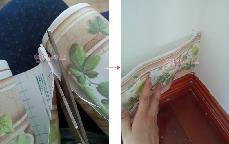 5 м * 17 см ПВХ пастырской зеленый лист лоза забор линия талии Наклейка на стену