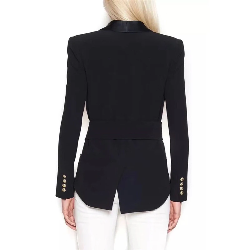 OXANT Tunic Blazer For Women Double Breasted Long Sleeve Lace Up High Waist Coat Female Autumn 2019 Fashion Vintage Tops