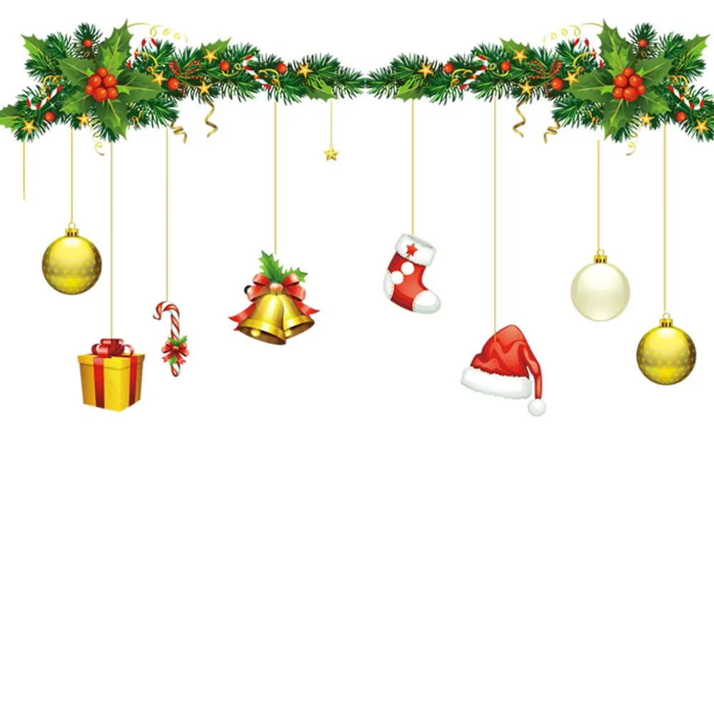 High Quality Wall Stickers Christmas Ornaments Decoration Home Living Room Snowman Socks Decal Window | Дом и сад