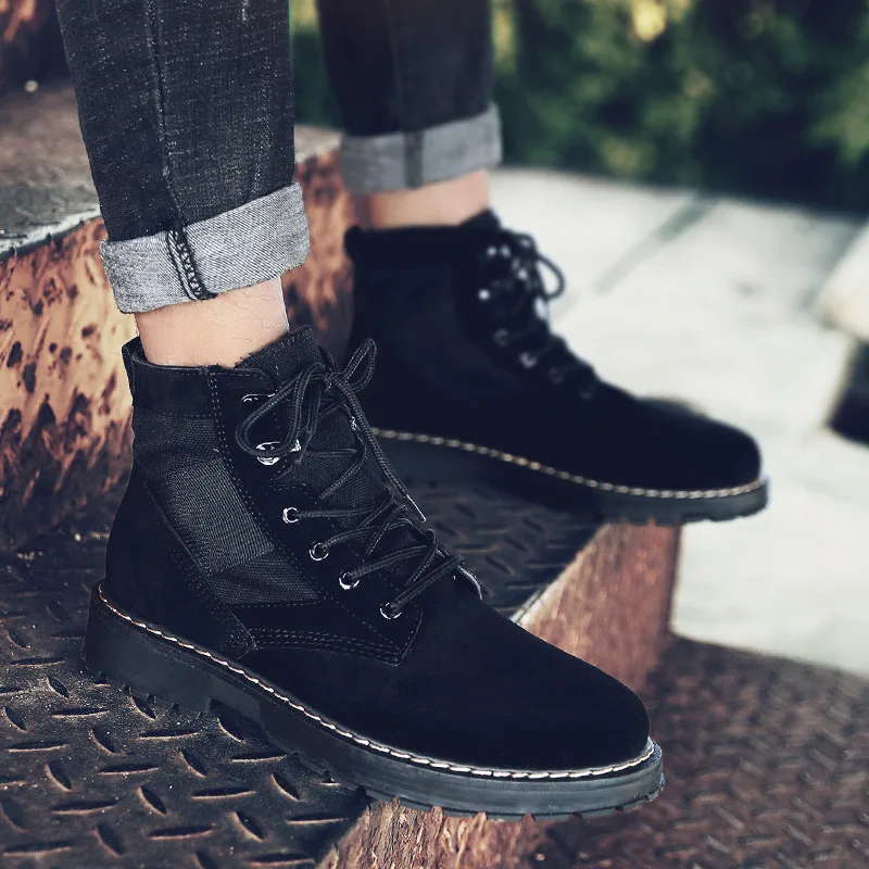 Новые мужские ботильоны рабочие ботинки осенние замшевые на платформе со