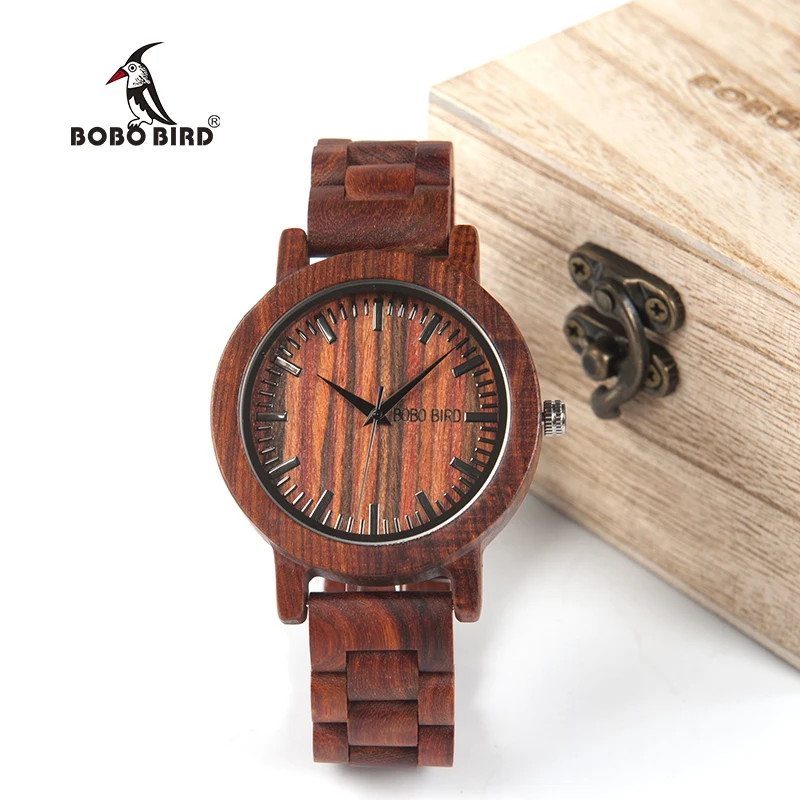 Бобо птица WM10 деревянный Часы красный сандал случае Весы циферблат redwood группа