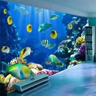 Настенные росписи 3D на заказ, большие настенные росписи с изображением подводного мира, рыб, кораллов, гостиной, кровати, комнаты, домашний декор, фрески