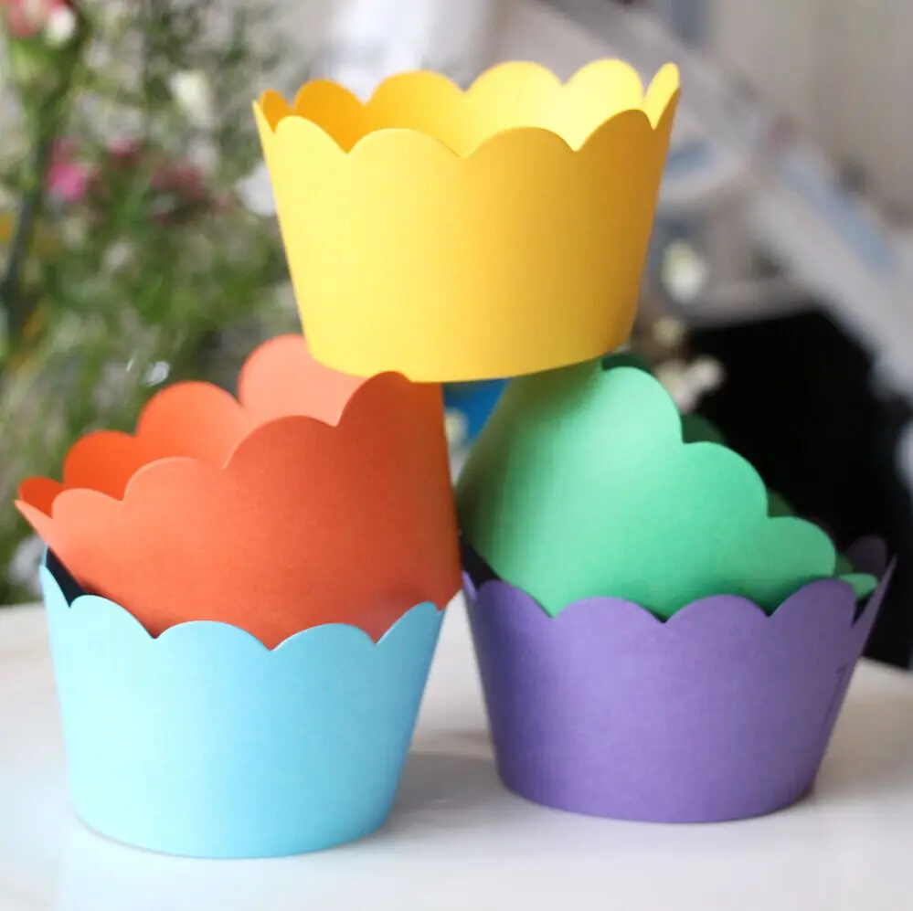 24 шт радужные обертки для кексов! Волнистые конфетные кекса|rainbow clay|cupcake treecupcakes base