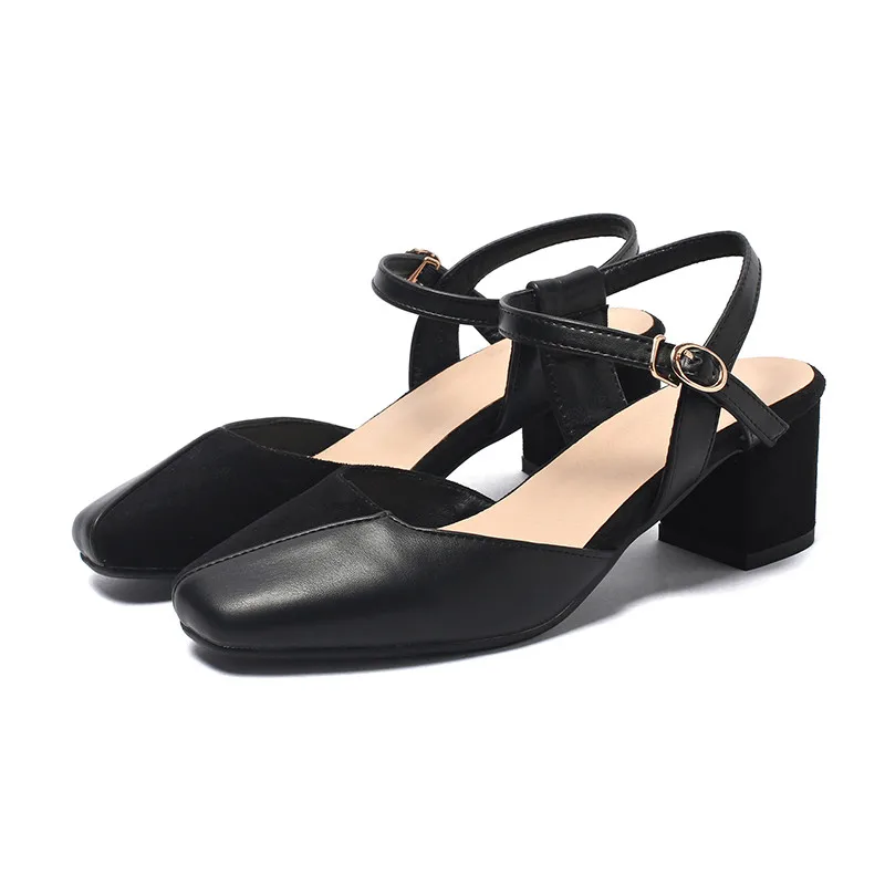 B2-7 женские сандалии с квадратным носком в стиле пэчворк ремешком на щиколотке