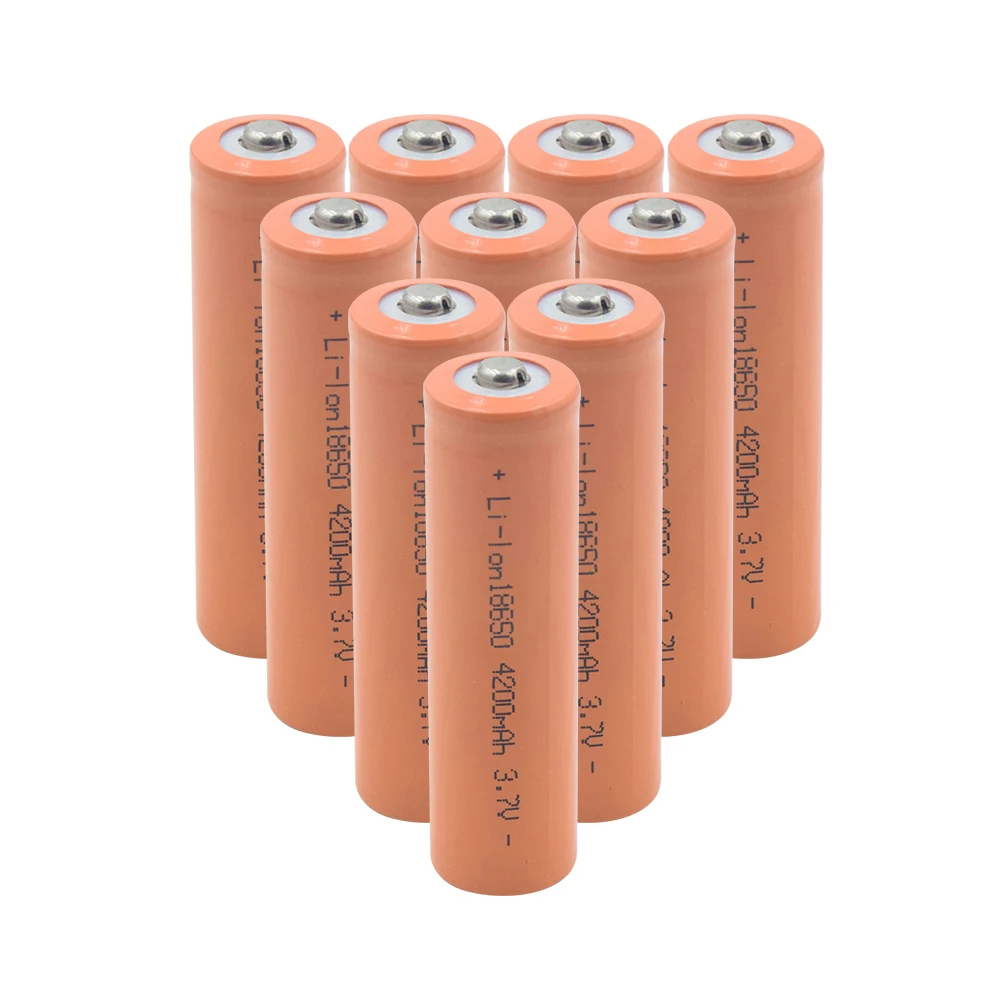 10 PCS 18650 Батарея 3,7 V 4200mAh Высокая плотность энергии перезаряжаемая литий-ионная батарея для фонарика фар - Цвет: 10 PCS