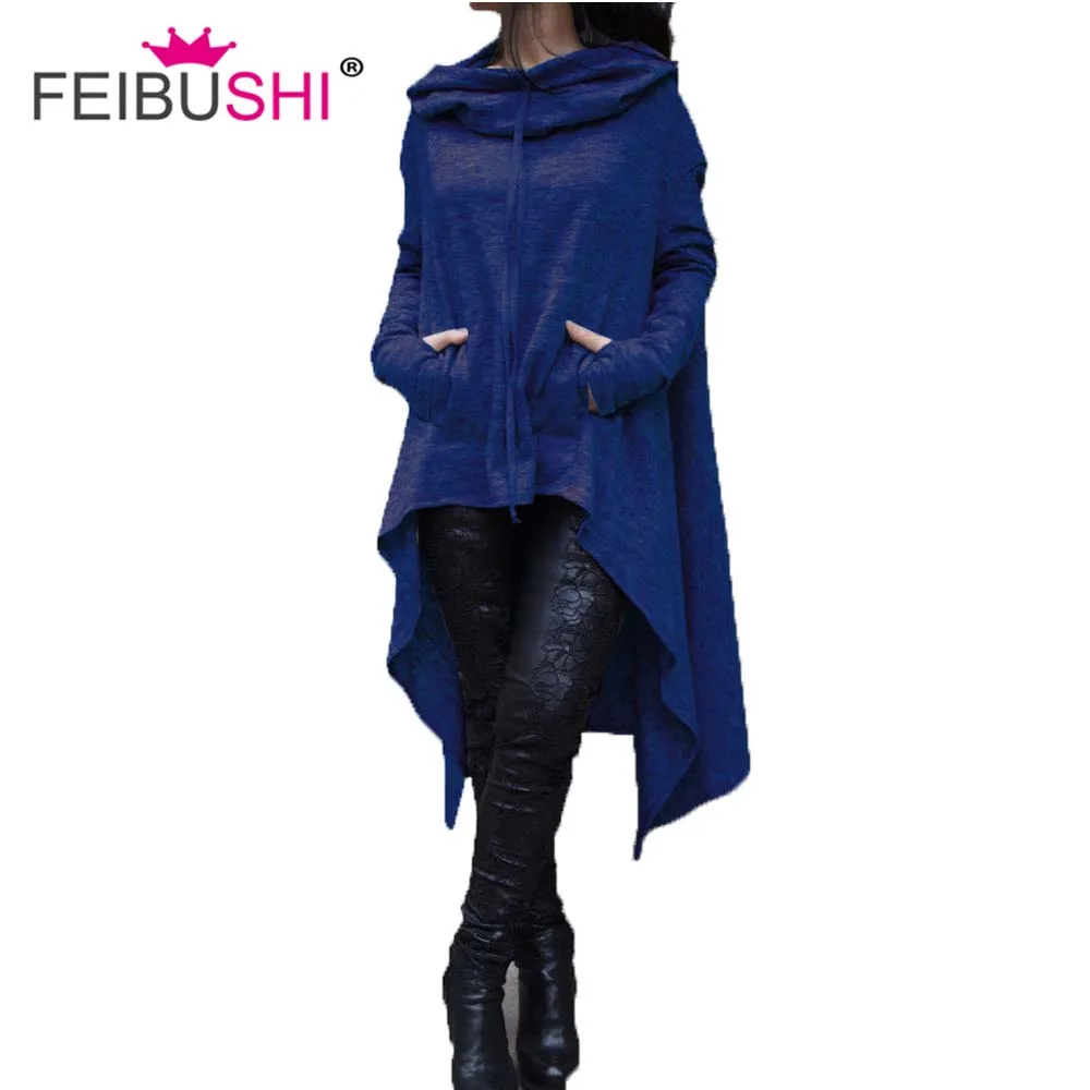 FEIBUSHI женские Свитер Dress2018 Осенняя футболка с длинными рукавами асимметричным