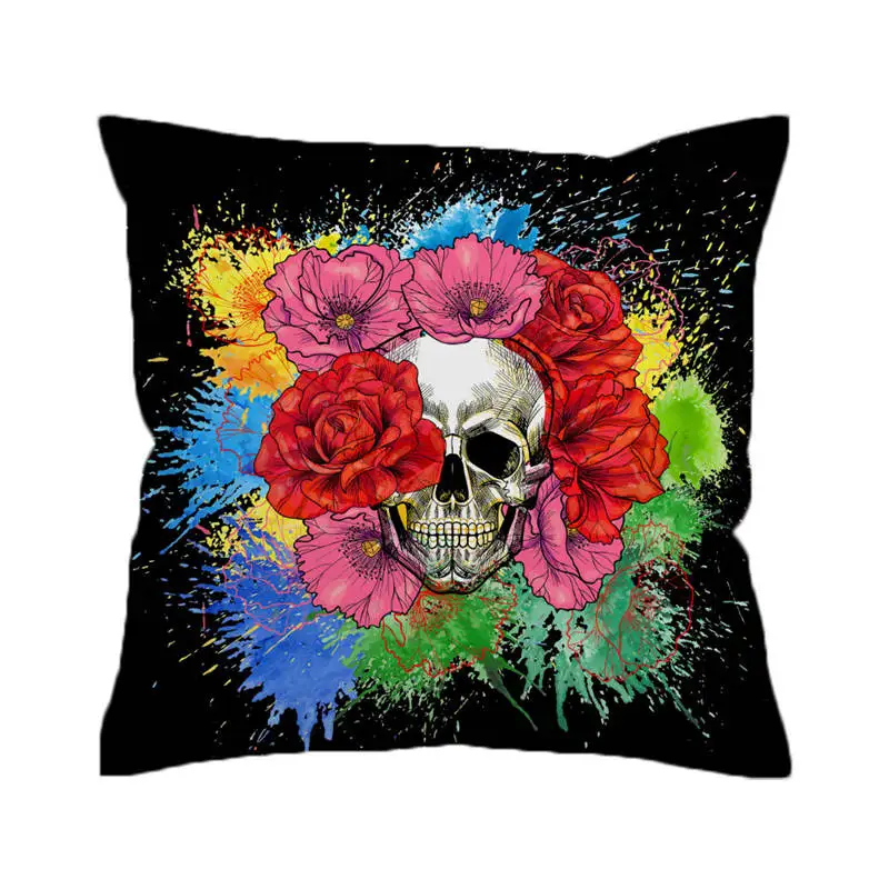 Skull5 Постельные принадлежности Outlet пламя Подушка с черепом чехол 3D печать готические декоративные наволочки синий огонь наволочка 45*45 Мода для мальчиков - Цвет: Skull5