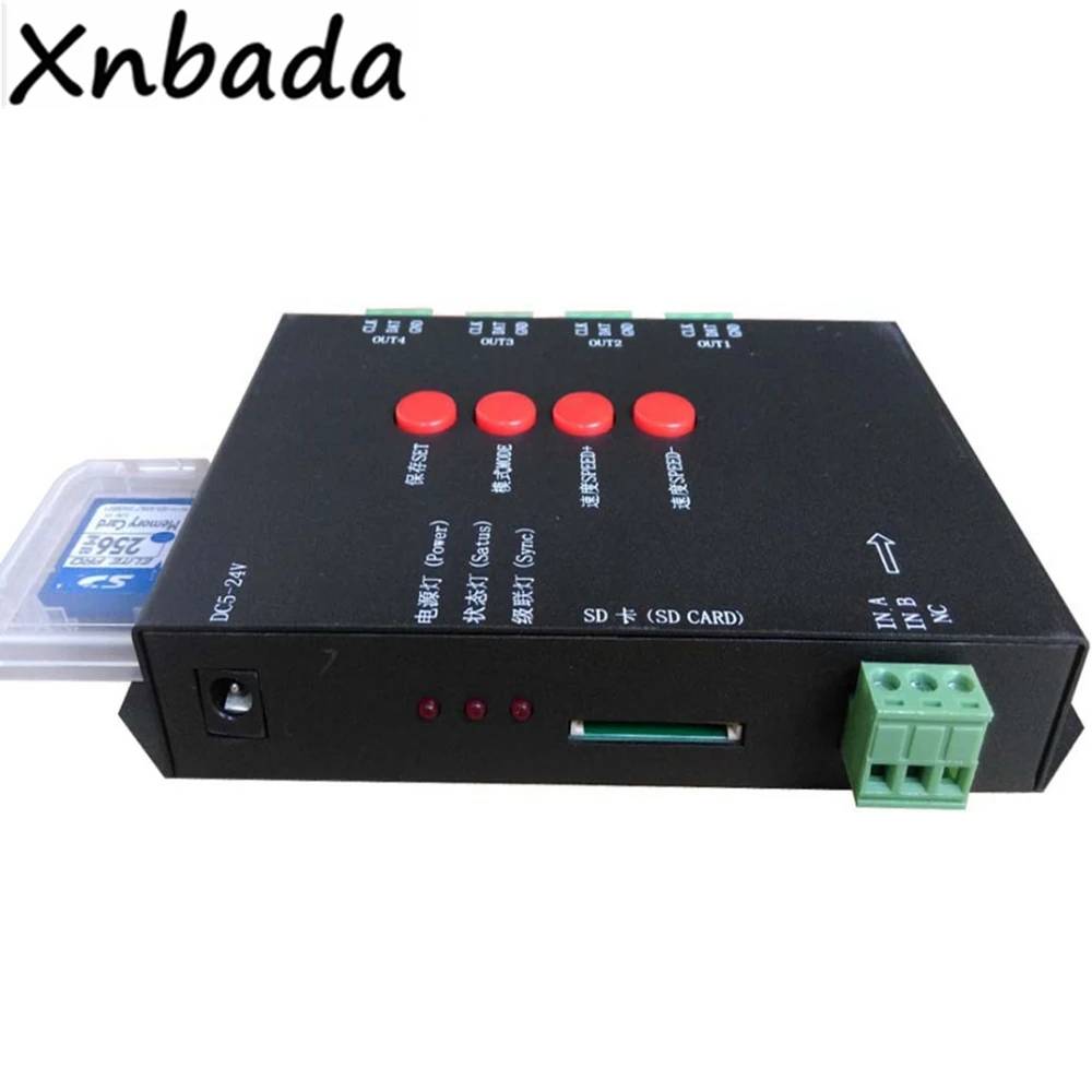 T 4000TTL sd карта RGB Led контроллер 4 порта выход DC5 24V входной для WS2812B светодиодная