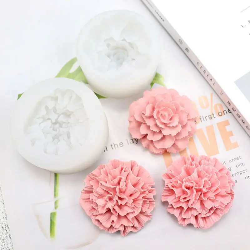 

3D Carnation Flower Silicone Fondant Mold Handmade Soap Cake Candle Resin Molds