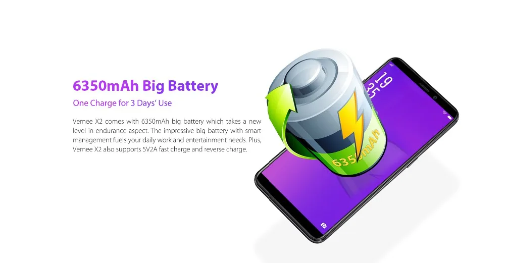 Смартфон Vernee X2, 3 ГБ ОЗУ, 32 Гб ПЗУ, две sim-карты, 6350 мА/ч, 6,0 дюйма, Face ID, 4G LTE, Android 9,0, мобильный телефон